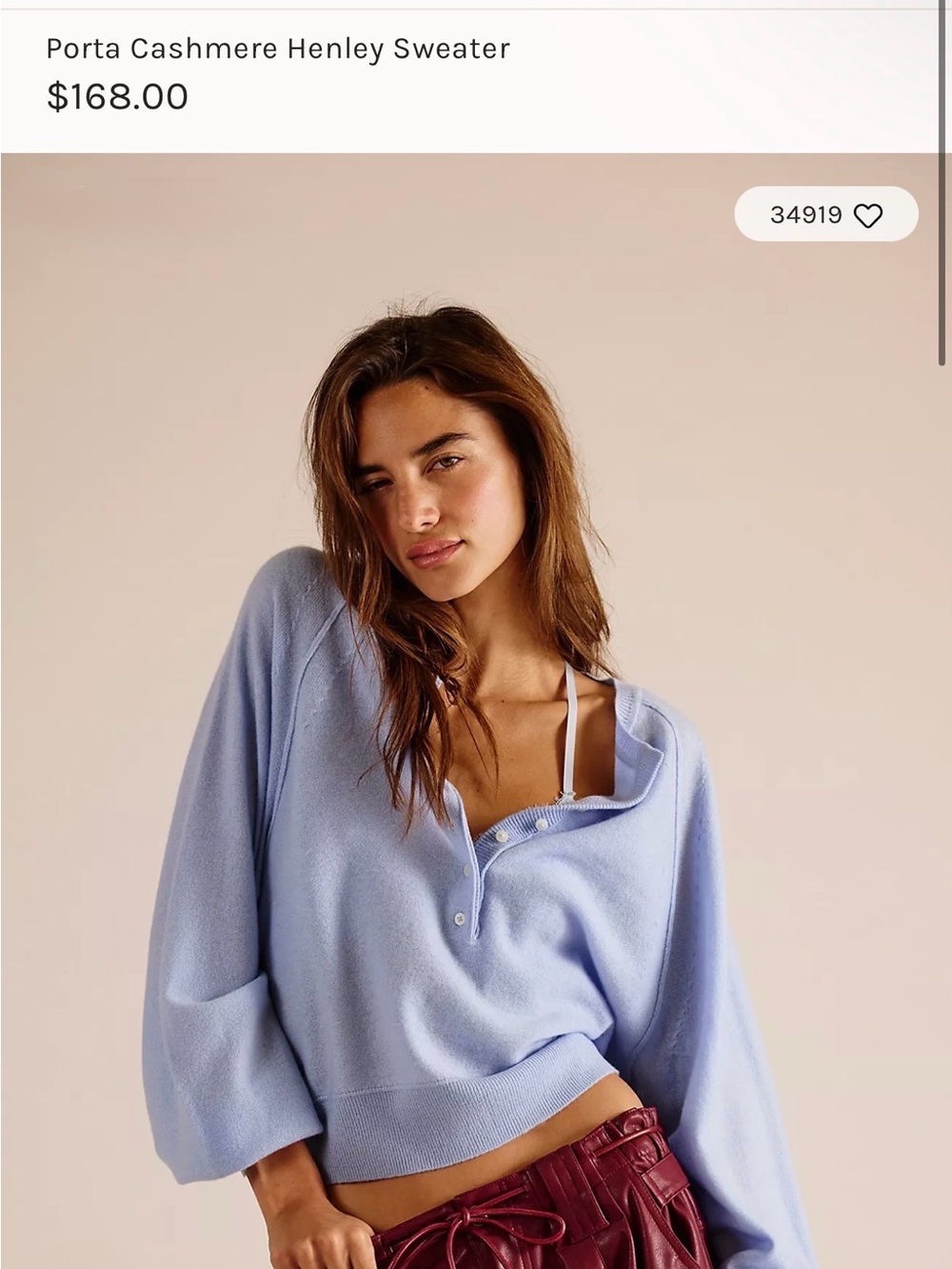 Free People Porta Cashmere Henley Sweater